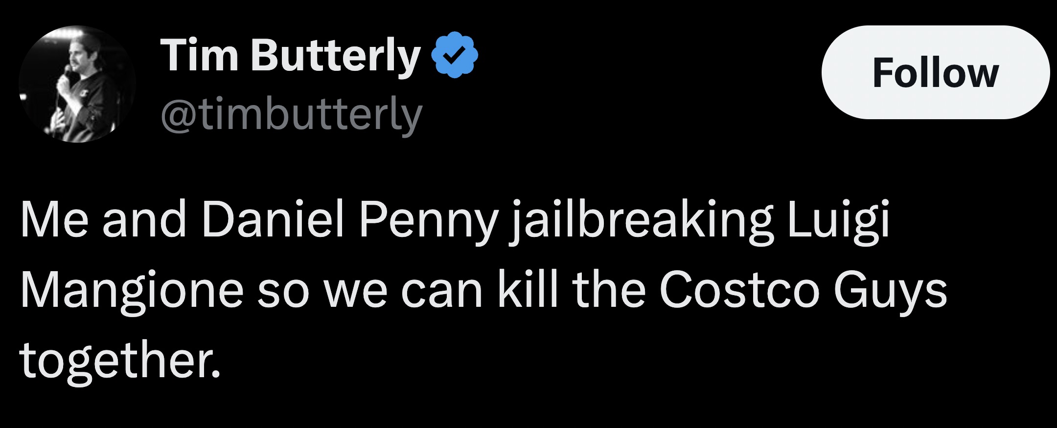 parallel - Tim Butterly Me and Daniel Penny jailbreaking Luigi Mangione so we can kill the Costco Guys together.